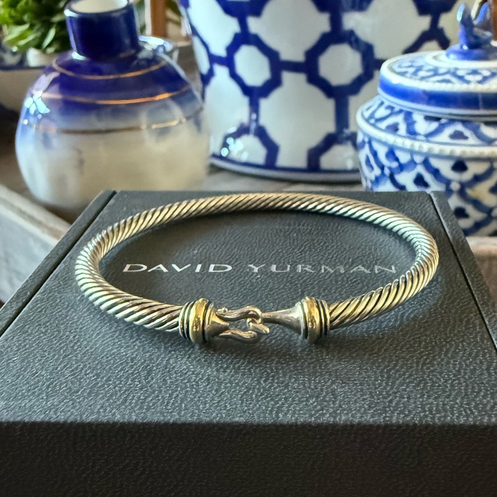David Yurman Buckle Classic Cable Bracelet in Sterling Silver & 18K Yellow Gold